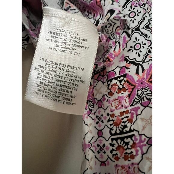 Anthropologie Islet Geometric Women's Blouse Top Shirt Maeve Pink S Button-down - Picture 5 of 5